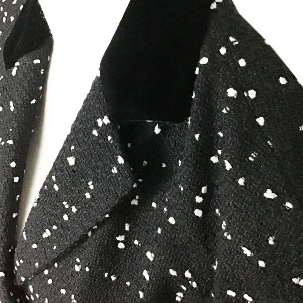 MOSCHINO 1990s Vintage Black & White Salt & Pepper Cashmere Jacket & Mini Skirt - Picture 6 of 16